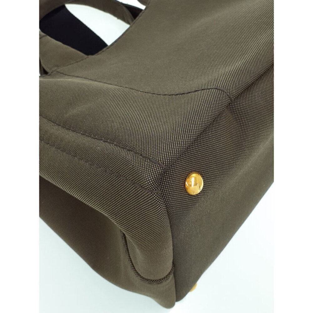 Prada Canapa Convertible Tote Bag khaki canvas Brown Green - Picture 7 of 9